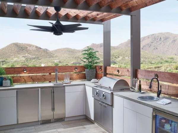 Ceiling Fans with Lights in Outdoor Kitchen Lighting Ideas
