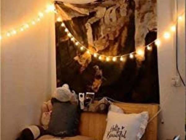 Globe Fairy String Lights in Bedroom Mood Lighting Ideas