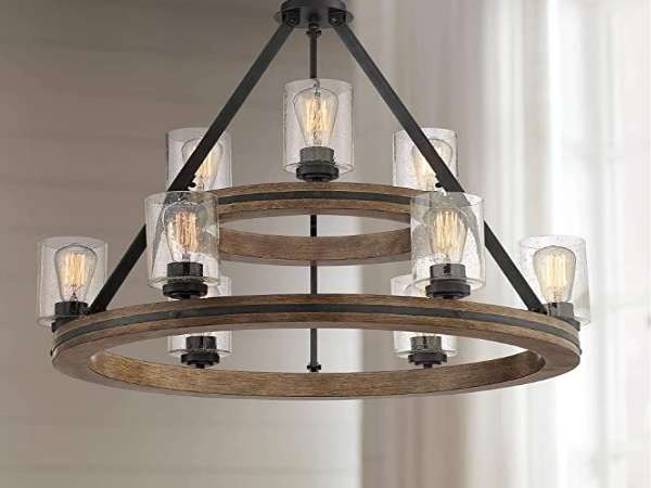 Rustic Clear Bubble Glass 9-Light Fixture