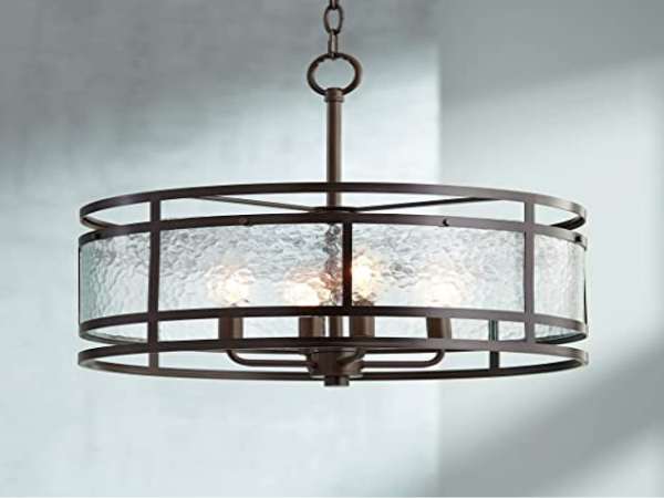 Rustic Industrial Clear Waterglass 4-Light Fixture in Rustic Bedroom Lighting Ideas