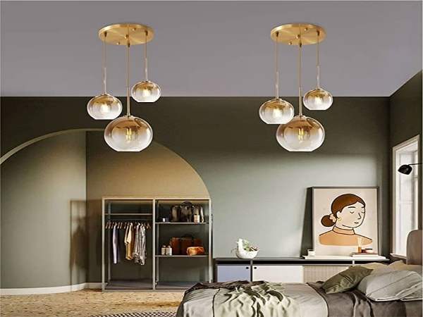 Gold Globe Pendant Lighting in Small Bedroom Lighting Ideas