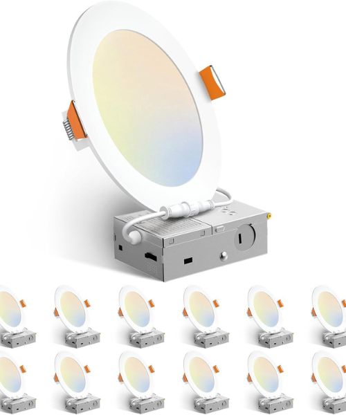 Amico 12-Pack 6-Inch 5CCT Ultra-Thin LED Recessed Ceiling Light