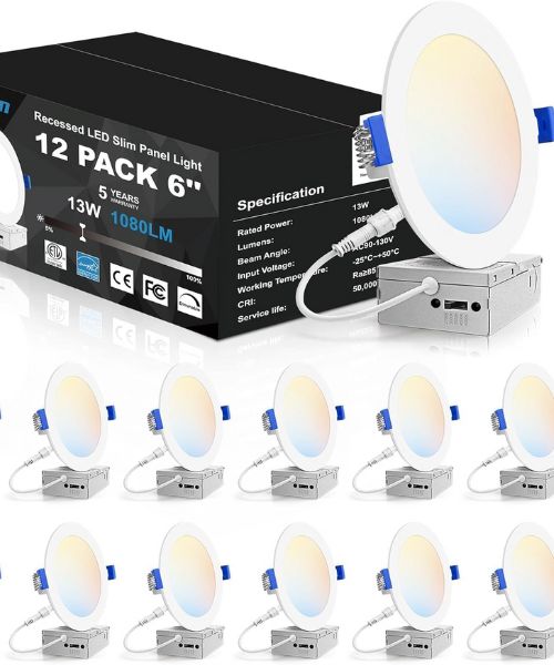 VOLISUN 12 Pack 6 Inch LED Recessed Lighting