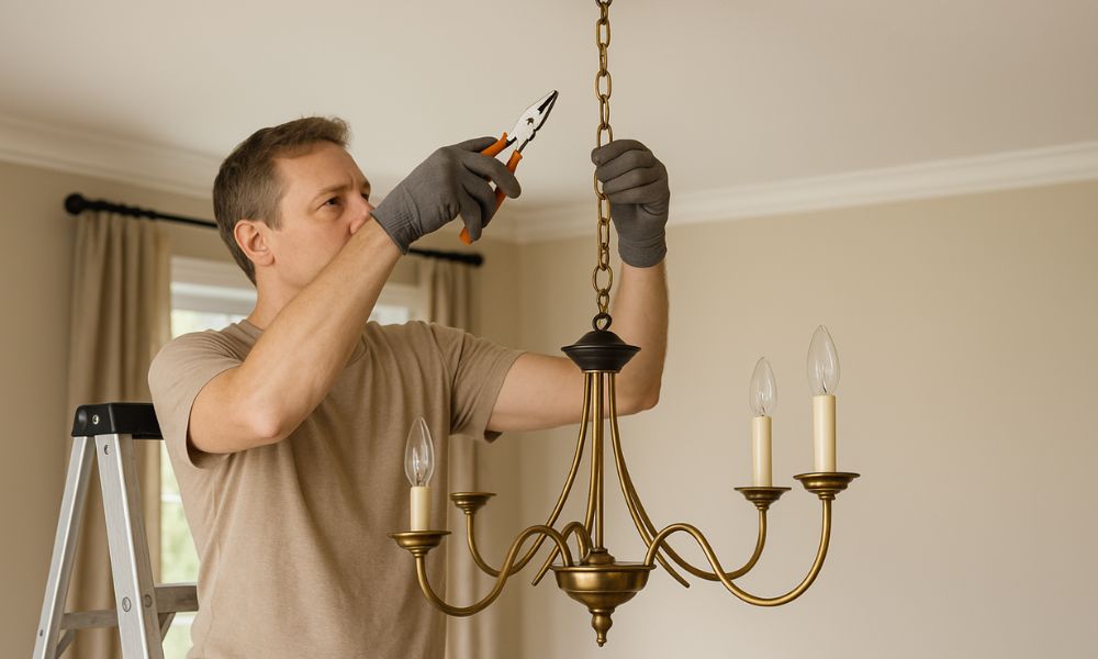 how to shorten the chain on a chandelier