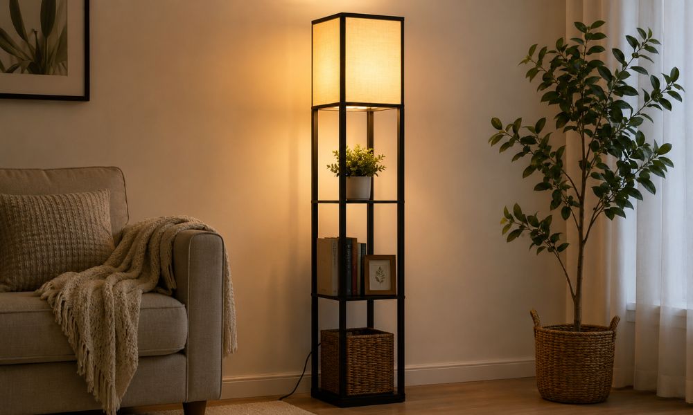 How To Build Threshold Floor Lamp With Shelves_